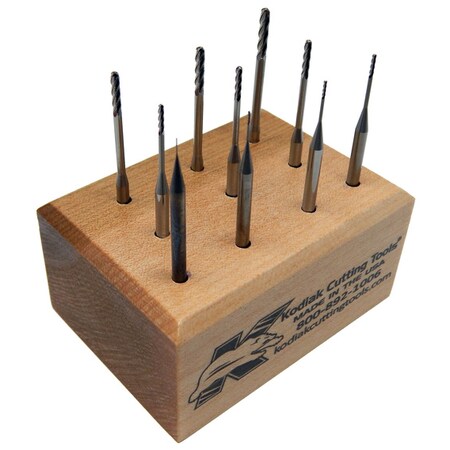 Kodiak Cutting Tools 10pc Micro Carbide Ball End Mill Set, Reach 12Xs DIA, LOC 5Xs DIA 56399932